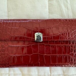 Vintage Ralph Lauren Red Leather Croc Embossed Wallet
